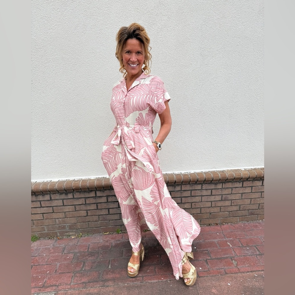 Bali Palm Pink Maxi Dress